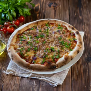 pizza tonno e cipola cu ton si ceapa blat crocant restaurant la ponton falticeni